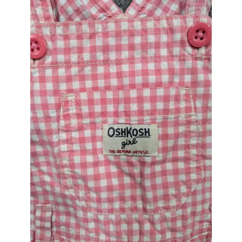 Vtg Oshkosh BGosh Romper Overalls 18M Vestbak Baby Girl Gingham Bubble Shorts